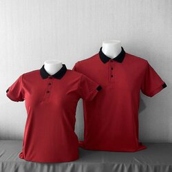 Micro Plus POLO เสื้อโปโล เสื้อคอกปก เสื้อยูนิฟอร์ม แดงเลือดหมูปกดำ