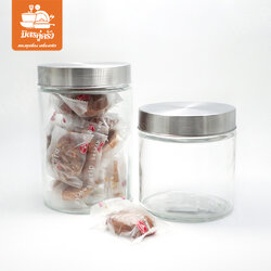 โหลแก้วกลม ฝาสแตนเลส