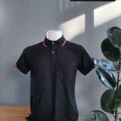 EG POLO เสื้อโปโล เสื้อคอกปก เสื้อยูนิฟอร์ม สีดำขลิบแดง