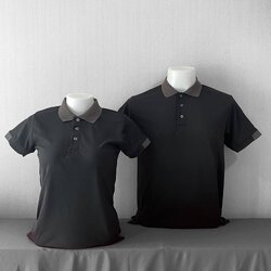 Micro Plus POLO เสื้อโปโล เสื้อคอกปก เสื้อยูนิฟอร์ม สีดำปกเทา **ไม่ขึ้นขุย100%
