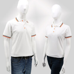 HBP POLO เสื้อโปโล เสื้อคอปก เสื้อสำเร็จรูป ยูนิฟอร์ม ขาวขลิบดำส้ม (พรีออเดอร์ 10 วัน)