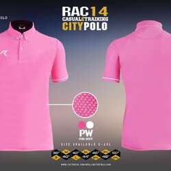 POLO SPORT Real RAC14 ลิขสิทธิ์แท้100% เสื้อโปโลสปอร์ต โปโลสปอร์ต ชมพูขลิบขาว