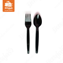 ชุดแพ็คคู่ ช้อน+ส้อม (ใส+ดำ) CLM