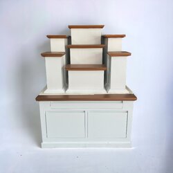 ตู้พระแบบสูงพร้อมแท่นโมเดิร์น หมู่ 7 หน้า 8 สีขาวท็อปพิงค์โกลด์