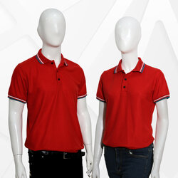 HBP POLO เสื้อโปโล เสื้อคอปก ยูนิฟอร์ม สีแดงขลิบเขียวมิดไนท์ขาว