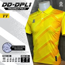 DOOD SPORT DD-DPL1 เสื้อคอปกพิมพ์ลาย ผ้าไมโคร 6 เหลี่ยม(รังผึ้ง) สีเหลือง