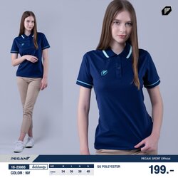 PEGAN เสื้อโปโลสปอร์ต เสื้อโปโลเบสิค QU POLYESTER 16-23065(ชาย) 16-23066(หญิง) สีกรมท่า