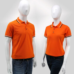 HBP POLO เสื้อโปโล เสื้อคอปก ส้มขลิบดำขาว มีทั่งทรงชาย-หญิง