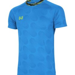 WARRIX ลิขสิทธิ์แท้100% เสื้อกีฬา FLASH TRAINING SHIRT WA-234FBACL01 เสื้อซ้อมกีฬาแขนสั้น ตัดต่อแบบไหล่สโลป สีฟ้า