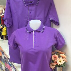 EG เสื้อโปโล สีม่วงอ่อนขลิบม่วงเข้ม