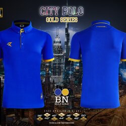 RAC11 POLO SPORT Gold เสื้อโปโลสปอร์ต เสื้อคอปก เสื้อทีม สีน้ำเงินขลิบทอง