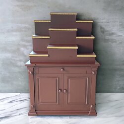 ตู้พระแบบสูง 7x8 ขั้นบันได 9 ขั้น พิกุลน้ำตาล