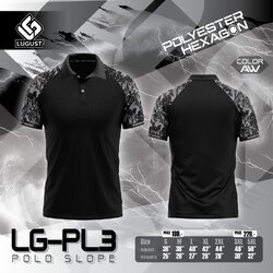 LUGUET POLO SPORT เสื้อคอปก เสื้อโปโล เสื้อกีฬาพิมพ์ลายไหล่สโลป LG-P03 สีดำ