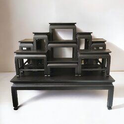 โต๊ะหมู่ 9 หน้า 6 ด้านโอ๊ค ขาตุ่ม