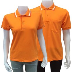 เสื้อโปโล เสื้อทีม เสื้อยูนิฟอร์ม สีส้มสว่างขลิบปก