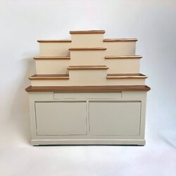 ตู้พระแบบสูง 9x8 โมเดิร์น ขั้นบันได 9 ขั้น สีครีมท็อปพิงค์โกลด์