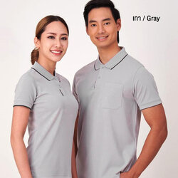 BCS SMART POLO เสื้อโปโล เสื้อคอปก เสื้อทีม ยูนิฟอร์ม สีเทา ทรงชาย-หญิง ไม่เป็นขุ่ย100%