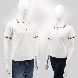 HBP POLO เสื้อโปโล เสื้อคอปก เสื้อสำเร็จรูป ยูนิฟอร์ม ขาวขลิบดำเทา (พรีออเดอร์ 10 วัน)