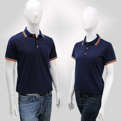 HBP POLO เสื้อโปโล เสื้อคอปก เสื้อทีม ยูนิฟอร์ม สีกรมท่าขลิบส้ม