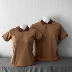 Micro Plus POLO เสื้อโปโล เสื้อคอกปก เสื้อยูนิฟอร์ม สีโอวัลติน ปกน้ำตาล