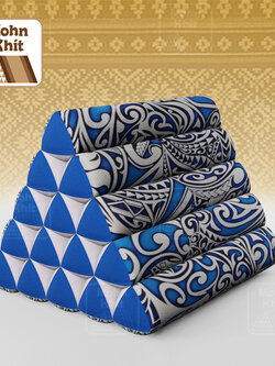 หมอนสามเหลี่ยม15ช่องเดี่ยว ประกบลายDesign 52cmx36cmx32cm// Thai Tri-angle Cotton Design Traditional Floor Cushions.