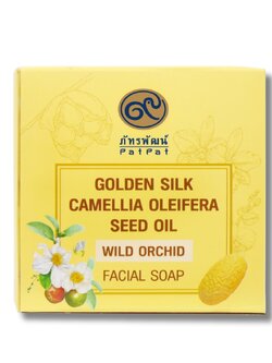 สบู่น้ำมันเมล็ดคามีเลีย สูตรใยไหมทองคำ กลิ่นกล้วยไม้ป่า (สำหรับผิวหน้า) Golden Silk Camellia Oleifera Seed Oil facial soap