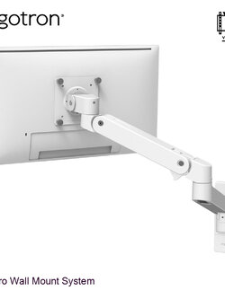 Ergotron LX Pro Wall Monitor Arm (white) Single Monitor Mount