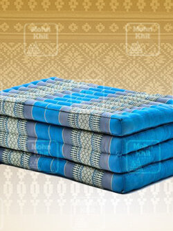 ที่นอนขิด 4 พับใหญ่ลายไทยสีฟ้าอ่อน 80x180x7Cm , Thai Folding mattresses Our traditional Thai Mattress is hand stuffed with natural kapok.