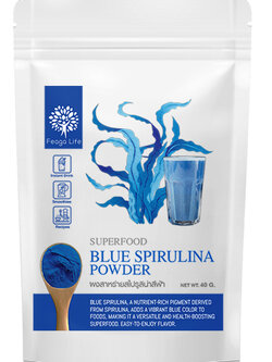 ผงสาหร่ายสไปรูลิน่าสีฟ้า Blue Spirulina Powder เกรด AAA สีเข้ม เข้มข้น ยี่ห้อ Feaga Life ฟีก้าไลฟ์ 40 กรัม