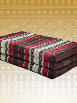 ที่นอนขิด 3 พับลายไทยสีเปลือกมังคุด ขนาด 110x180x7Cm //Large 3 part mattresses Cotton, kapok