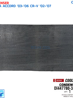 แผงแอร์ ฮอนด้า แอคคอร์ด ปี 2003 - 2006 ซีอาร์-วี CD0009 COOL GEAR รหัส DI447780-35004W CONDENSER HONDA ACCORD '03-'06 CR-V '02-'07 แผงคอยล์ร้อน
