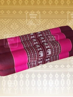 หมอนหนุนขนาดยาวกลาง 17x52x12 Cm,Thai Cotton Long Bolster Pillow Cushion Headrest Meditation.