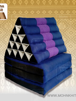 หมอนสามเหลี่ยมตัดต่อแต่งลาย15ช่องติดเบาะ3 พับ //56x180x36cm Tri-angle Cotton kapok 100%Traditional Floor Cushions 15holes with 3part of mattress.