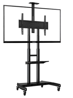 AVA1800 ขาตั้งทีวี 55"- 80" ไม่ก้ม-เงย พร้อมถาดวางกล้อง, ชั้นวางอุปกรณ์ AV, ปรับระดับความสูงของทีวีแบบ "Spring Lock", Max VESA 800x500 mm., weight capacity 90.9 Kg.