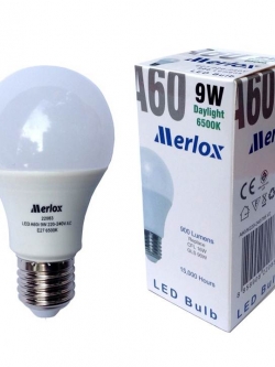 หลอดไฟ LED A60 220-240V 9W 900LM 6500K E27 MERLOX