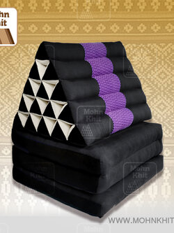 หมอนสามเหลี่ยมตัดต่อแต่งลาย15ช่องติดเบาะ3 พับ //56x180x36cm Tri-angle Cotton kapok 100%Traditional Floor Cushions 15holes with 3part of mattress.