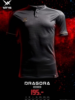 VA1903-EN เสื้อกีฬาคอจีน สีเทาเข้มขลิบทอง รุ่น DRAGORA