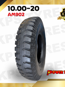 10.00-20 18PR ยี่ห้อ POWERTYRES รุ่น AM902 ยางรถบรรทุกผ้าใบ (ลายดอกบั้ง)
