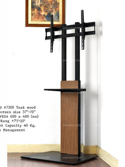 F7300-Wrap Teak Wood ขาตั้งทีวี 37"-70" Pure Flat Design TV Stand, Max VESA 600x400mm., weight capacity 40 kg with Equipment shelf = ไม่มีล้อ =