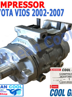 คอมเพรสเซอร์ วีออส ปี 2002 - 2007 10S11C COM0027 COOL GEAR รหัส JK447260-6800 COMPRESSOR TOYOTA VIOS คอมแอร์รถยนต์ คอมแอร์ คอมเพลสเซอร์ แบบไม่มีมู่เล่ย์คัชต์ คอม โตโยต้า วีอ๊อส พ.ศ. 2545 ถึง 2550 อะไหล่ แอร์ รถยนต์ 2003 2004 2005 2006 Ocean Cool 2546 2547