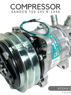 คอมเพรสเซอร์ ซันเด้น 709 แท้ 7H15 มู่เล่ 2 ร่อง 24V COM0191 COMPRESSOR SANDEN 709 7H15 24V คอมแอร์ พูเล่ 2 ร่อง model S8126