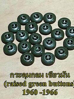 กระดุมกลม เขียวมัน (raised green buttons)