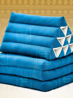 หมอนสามเหลี่ยมสีพื้น 10 ช่องติดเบาะ 3พับ 53x165x30cm// Tri-angle kapok100%Traditional Floor Cushions 10 holes with 3 part of mattress.