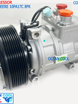 คอมแอร์JONH DEERE 10PA17C 8PK 12v com0145 จอห์น เดียร์ คอมแอร์รถตัดอ้อย รถไถ รถแทรกเตอร์