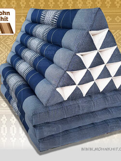 หมอนสามเหลี่ยม15ช่องเบาะ3พับทอลายด้ายเงิน 55cmx180cmx36 cm //Triangle Khit Thai Floor Cushions Traditional handmade 15 holes with 3 part of mattress.