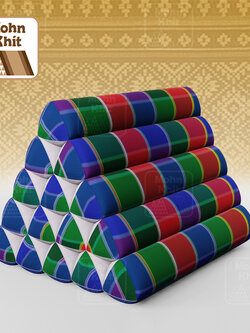 หมอนสามเหลี่ยม15 ช่องเดี่ยว ประกบลายDesign 52cmx36cmx32cm// Thai Tri-angle Cotton Design Traditional Floor Cushions.