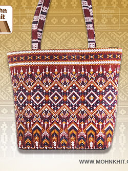 กระเป๋าผ้ามัดหมี่,กระเป๋าผ้าขิด กระเป๋าสะพายไหล่ กระเป๋าหิ้ว35x32x11Cm//Khit Bag, Tote Bag, Tote Bag 35x32x11 Cm