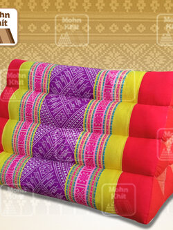 หมอนสามเหลี่ยมโบราณ ขนาด10 ช่องเดี่ยว //Ancient Pillow large 9 rows 38x20cm kapok 100%Traditional Floor Cushion.