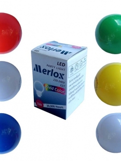 หลอดปิงปอง LED 1W ขาว, วอร์มไวท์, แดง, น้ำเงิน, เหลิอง, เขียว E27 MERLOX