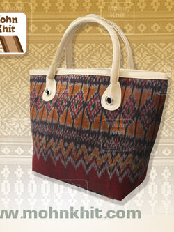 กระเป๋าผ้ามัดหมี่,กระเป๋าผ้าขิด กระเป๋าถือ กระเป๋าหิ้ว 11x32x32 Cm//Khit Bag, Tote Bag, Tote Bag 11x32x32 Cm